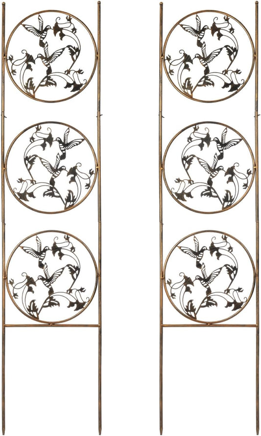 SUNNYPARK Set of 2 Hummingbird Metal Garden Trellis for Climbing Plants, Decorative Vegetables Flowers Vine Trellis for Outdoor Patio 55'' H x 12.4'' W
